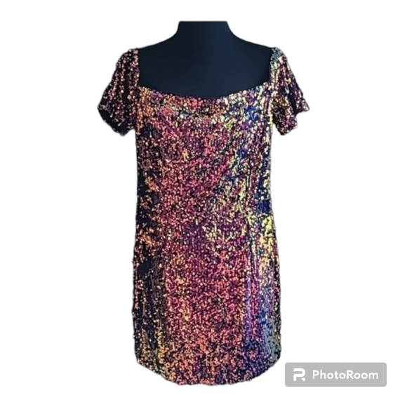 Forever 21 sequin dress 1X mini barbiecore bodycon New Years Party! - Picture 1 of 9